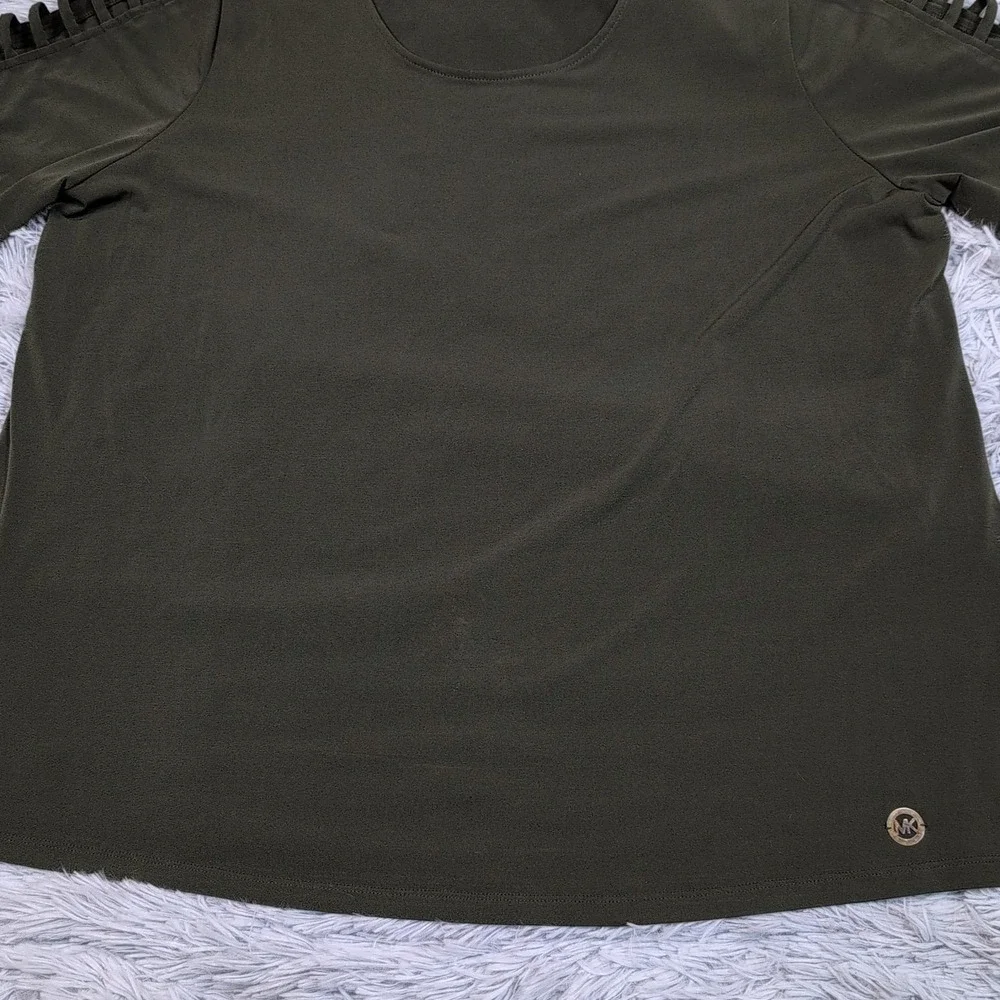 Michael Kors Shirt Womens 2X Green Top Comfort Casual Preppy Soft Preppy Stretch